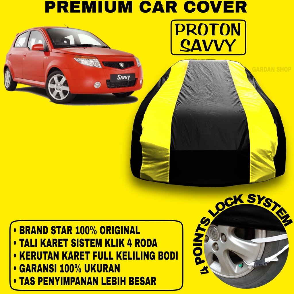 Body Cover PROTON SAVVY Sarung Strip KUNING Penutup Pelindung Bodi Mobil Proton Savvy PREMIUM