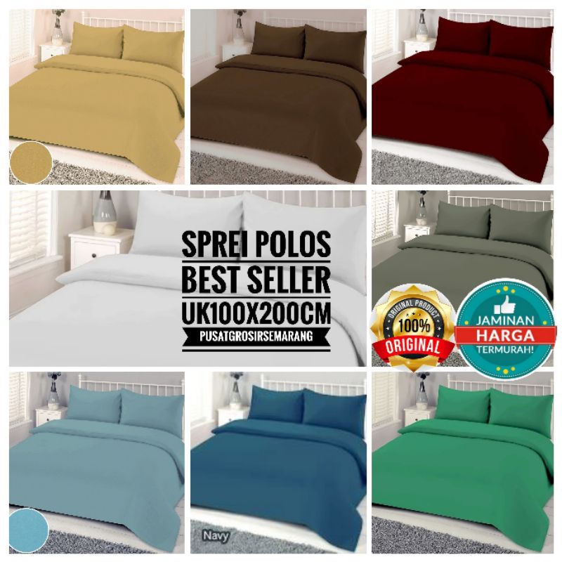 Sprei Polos ROMEO Small Single Size uk 100x200 T20 T30 Sprei Katun Polos Putih Abu Coklat White Grey CofFee Brown Navy Maroon