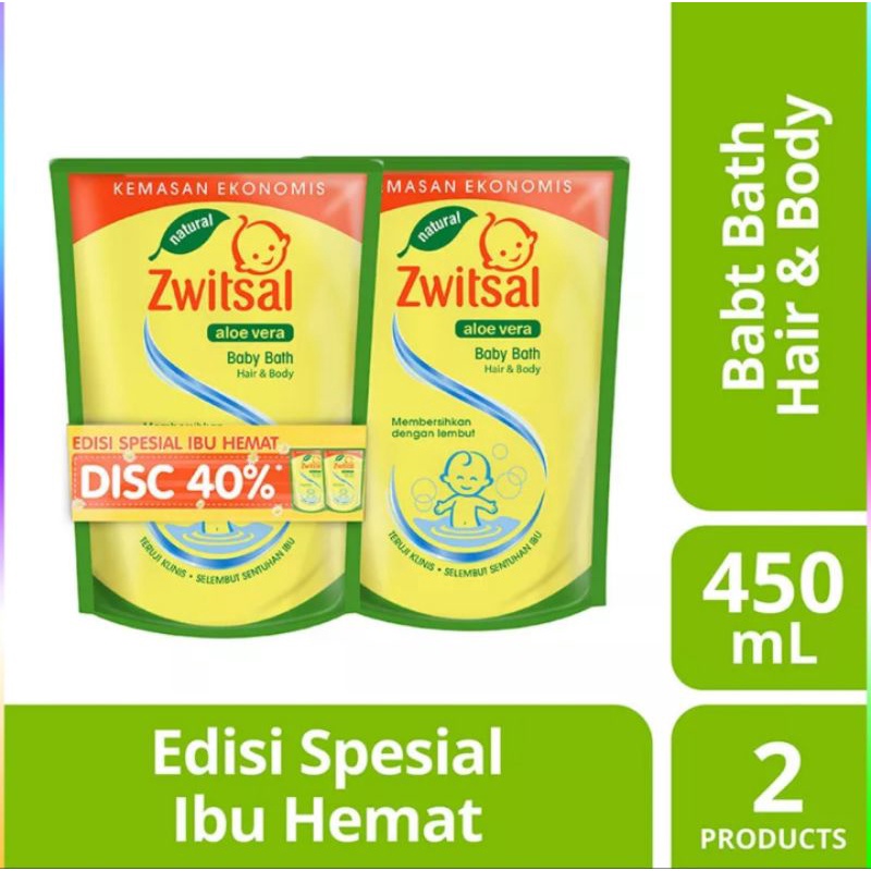 Zwitsal Baby Bath hair and  body 450ml banded