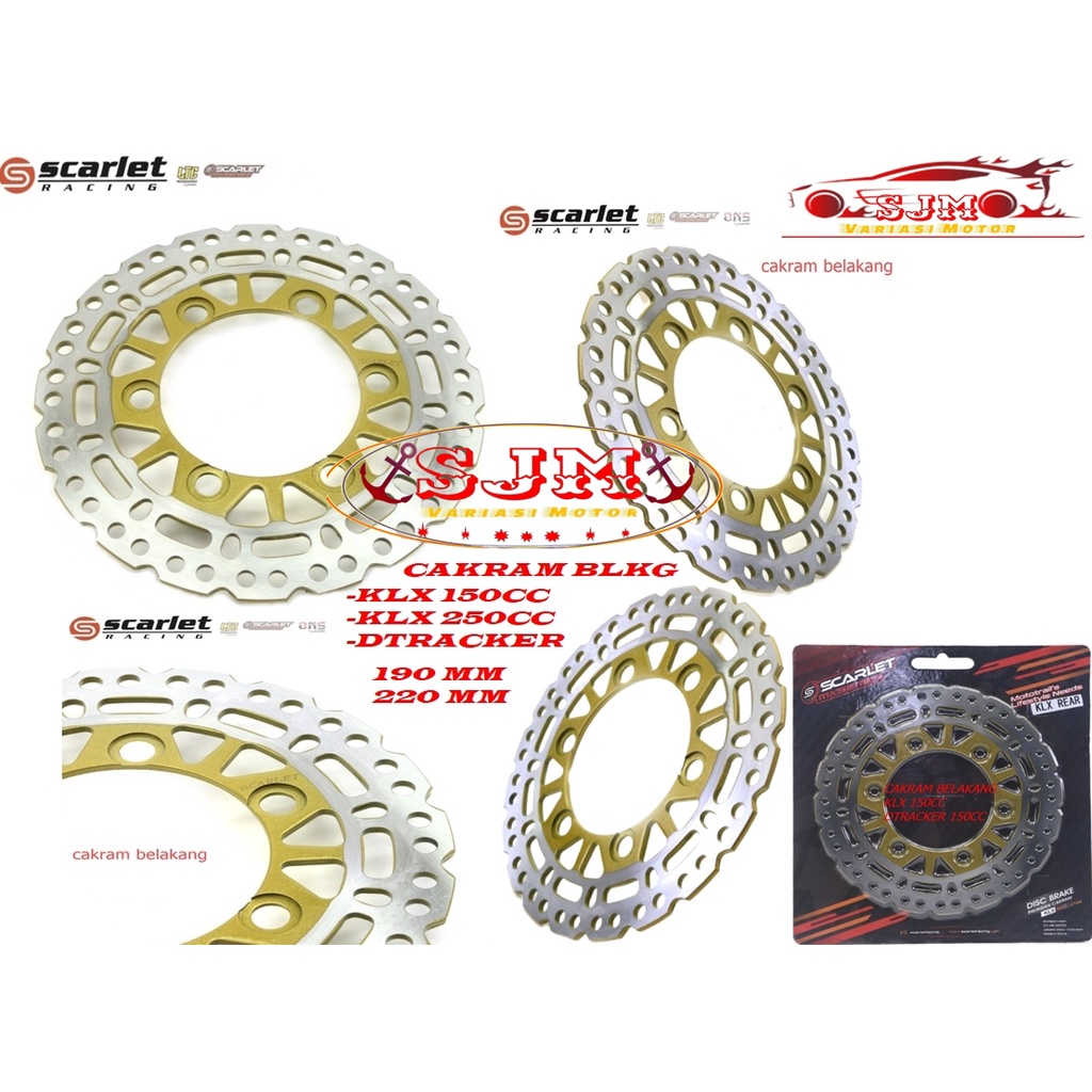 PIRINGAN BELAKANG DTRACKER-KLX 150 BF-KLX 250CC SCARLET RACING DISK CAKRAM BELAKANG KAWASAKI DTRACKER-KLX 190MM 220MM