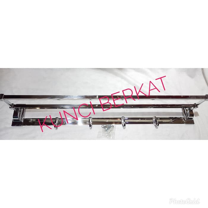 Gantungan Handuk/Rak/Towel Bar 2 baris/Stainless/Minimalis