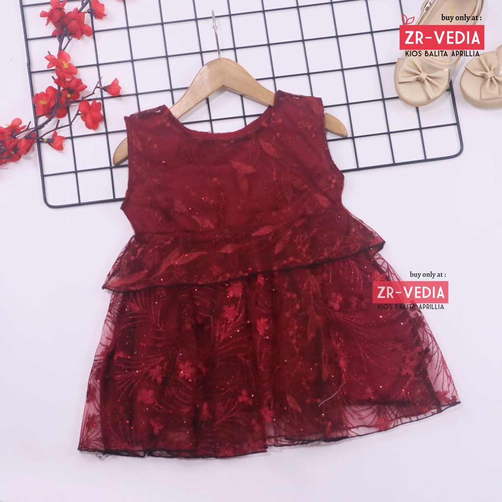 Dress Inara uk 3-4 Tahun / Dres Brukat Anak Perempuan Kondangan Baju Kensi Premium Gaun Pesta