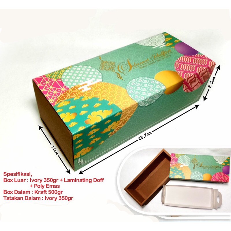 

box dus hampers souvenir kue bolu lebaran Idul Fitri uk 25,7x11x8,5cm