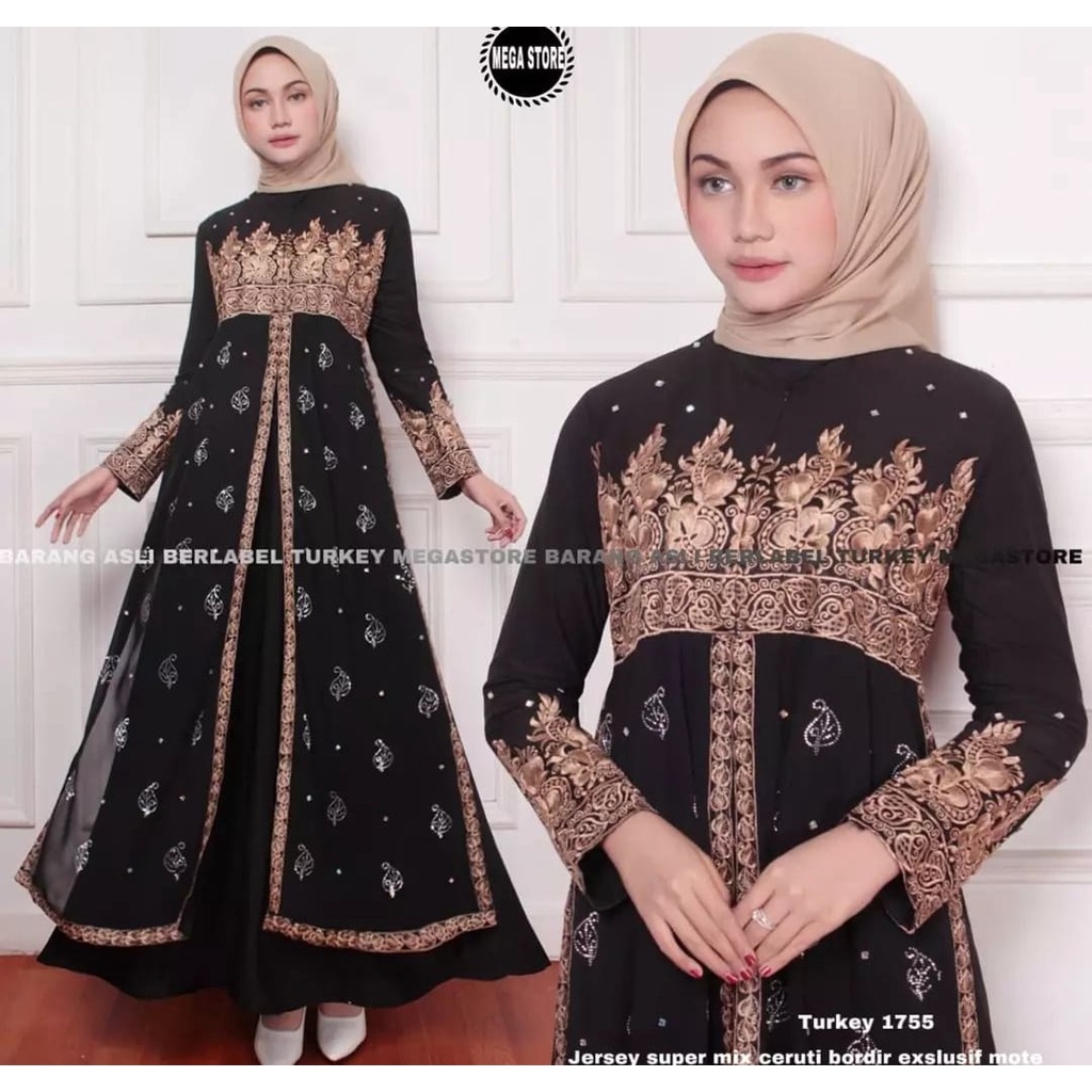 BAJU GAMIS ABAYA TURKI /GAMIS TERBARU 2022Gamis Abaya Bordir Turki Hitam TERBARU | TURKEY MEGA STORE