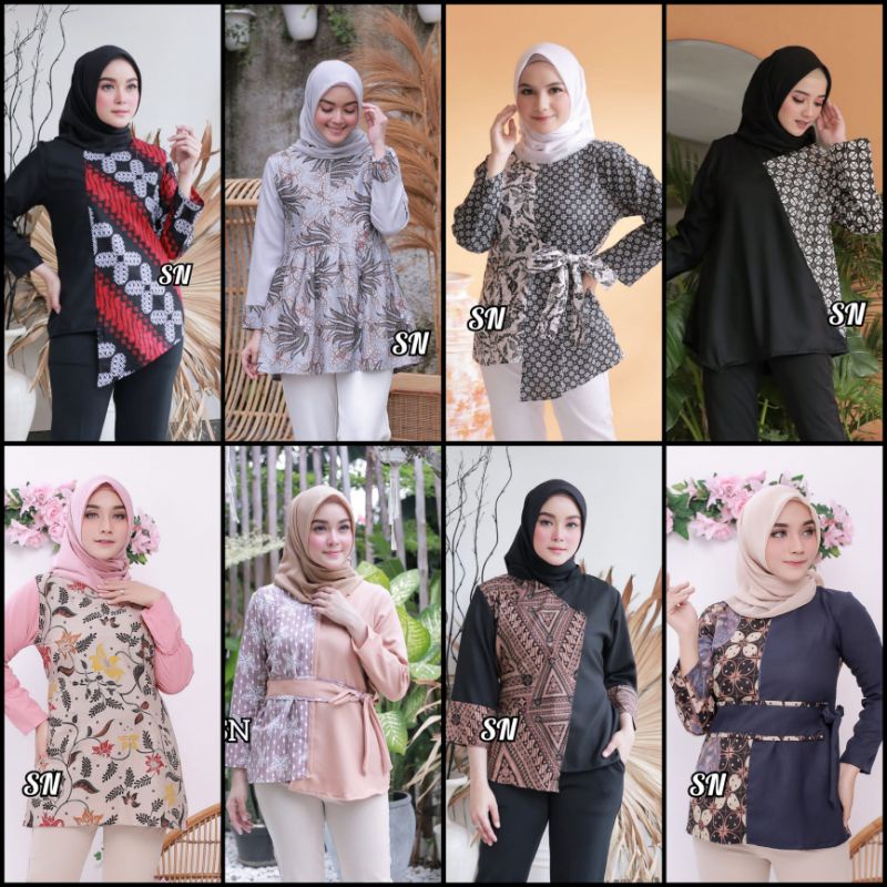 tey-17 Batik Wanita ASJ SA HRB026 Kenogo Kemeja Tosca Pendek