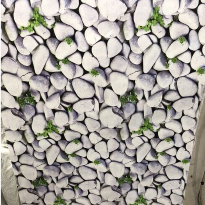 Wallpaper Sticker Dinding Motif Kerikil Lumut 10mx45cm