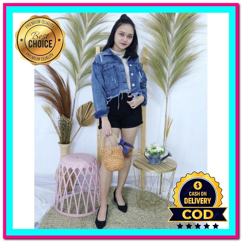 Jaket Wanita Jeans Oversize Import Jins Jacket Lepis Cewek Jumbo [Jaket Nirina Ro]Jaket Wani Oversiz