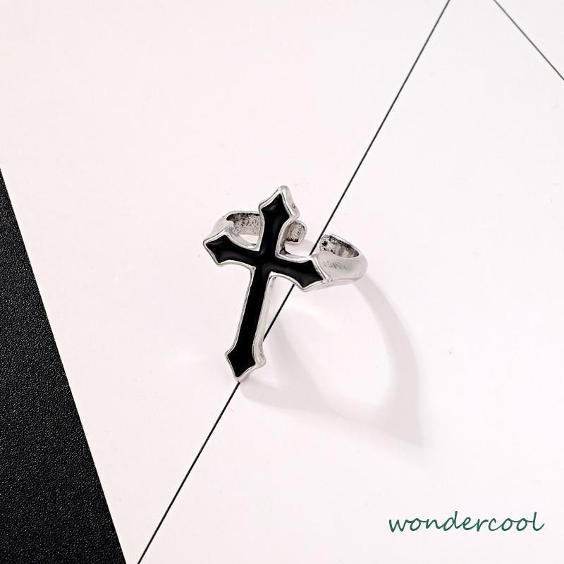 Cincin Jari Telunjuk Model Silang Gaya Retro Punk Untuk Unisex -Won