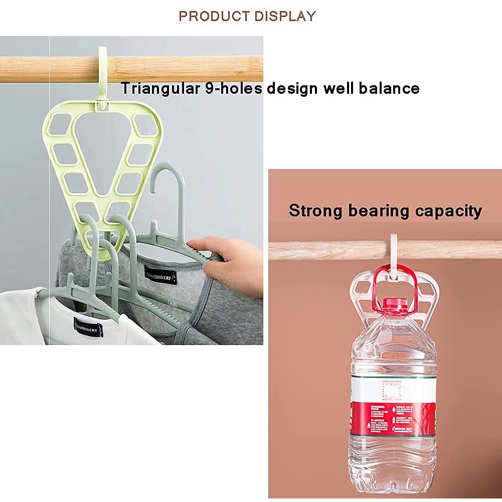 9 Hole Triangular Space Saving Magic Clothes Hanger / Multi-function Closet Organizer Accessories