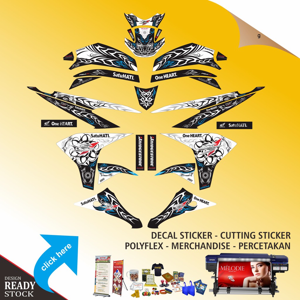 DECAL STICKER HONDA CS1 HITAM HELM TRIBAL
