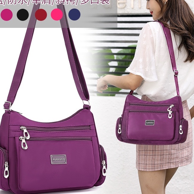 ONLYONE12 Tas Selempang Bahu / Tas Kerja Wanita / Tas Selempang Wanita Nylon Waterproof Import / Shoulder Bag / Sling Bag Besar Muat Banyak Barang / Diaper Bag TW003