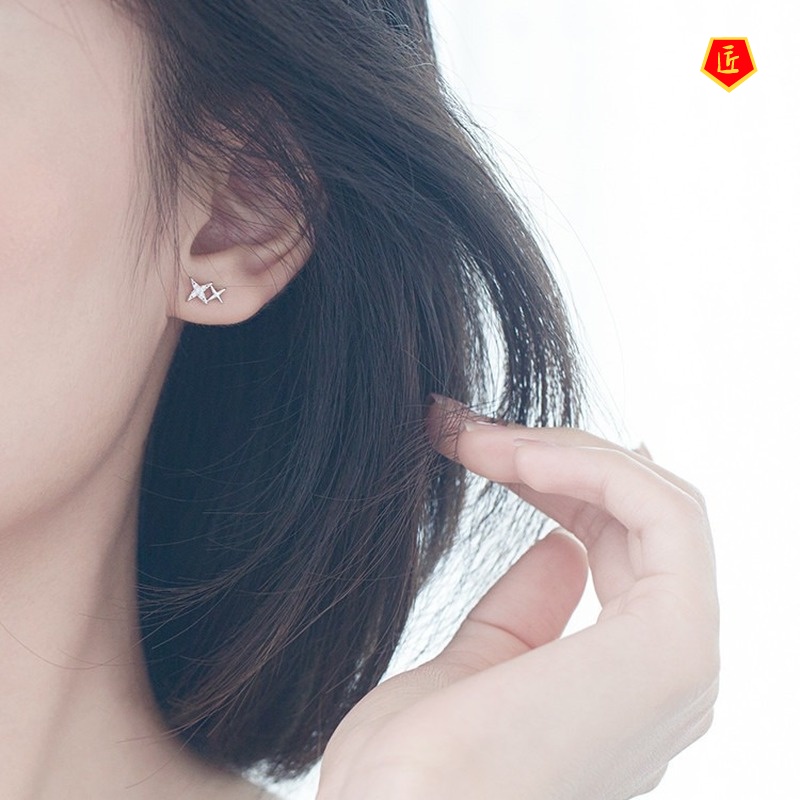 [Ready Stock]Simple Personality Star S925 Silver Stud Earrings for Women