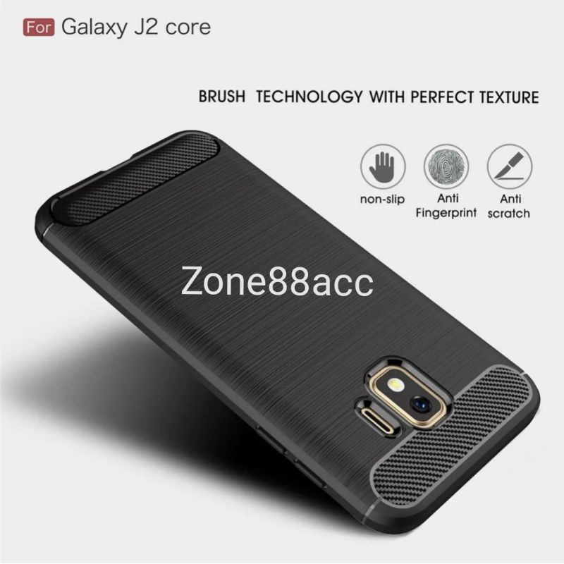 Samsung J2 Core Silicon Case Softcase iPAKY Carbon Casing Cover TPU