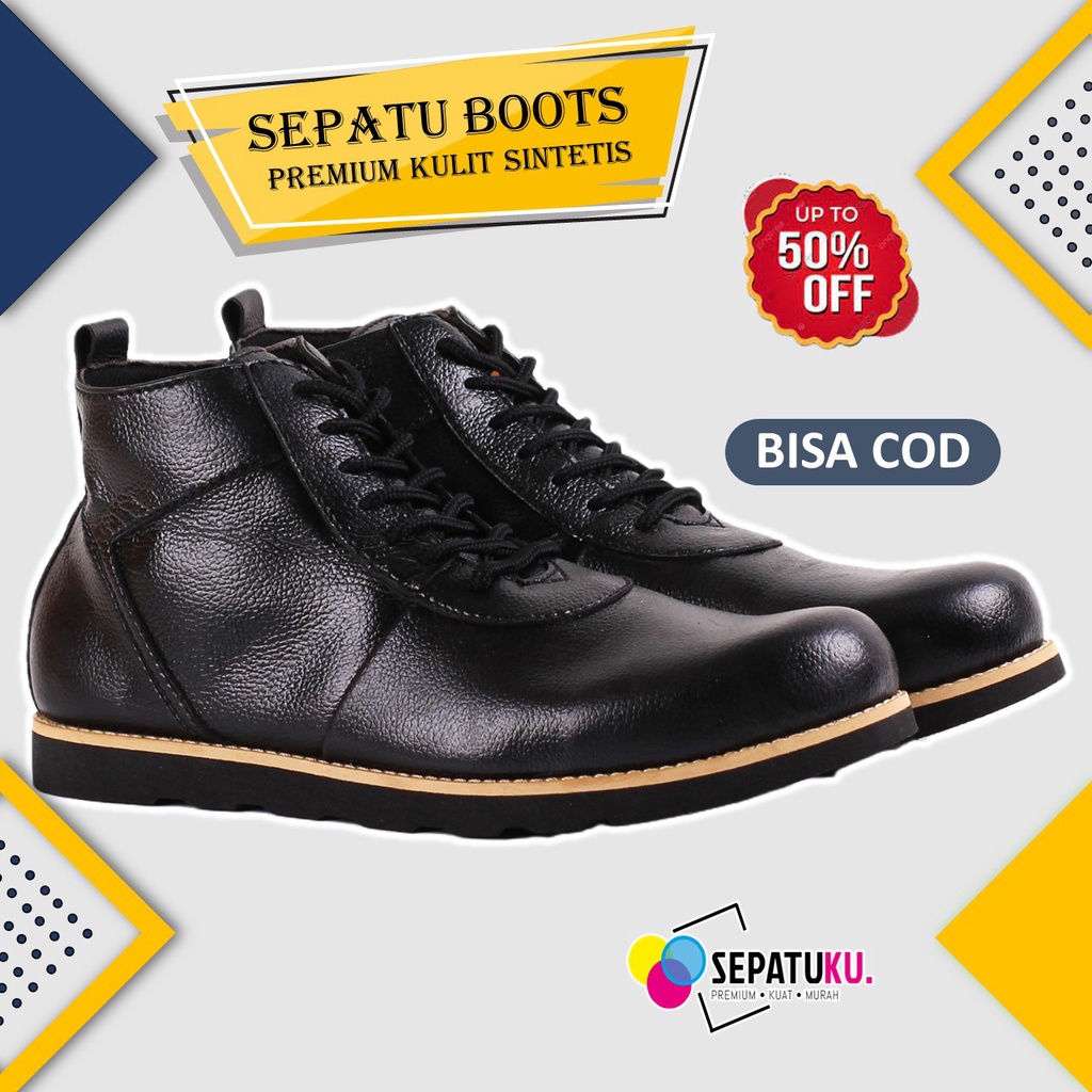Sepatu boots safety pria Sepatu Safety Shoes Sepatu Kerja Kantor Pria Sepatu Kerja Lapangan ujung besi kulit murah Sepatu Cowok Keren Sepatu Casual Original 100% Spatu Pria Cowok Kulit Asli - Orion-5