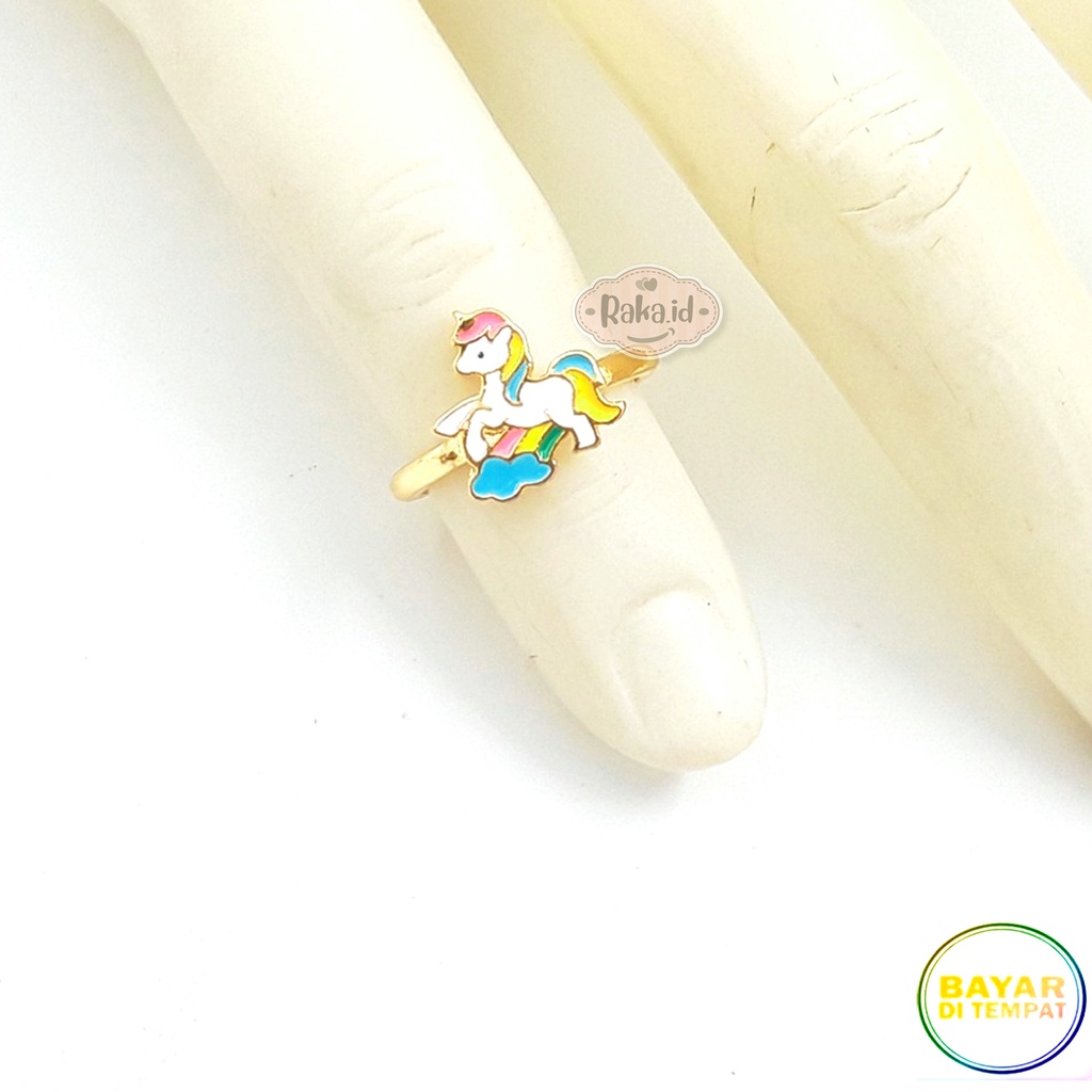 Cincin Anak Unicorn Pelangi Perhiasan Cantik Anak Lapis Emas 18k 798