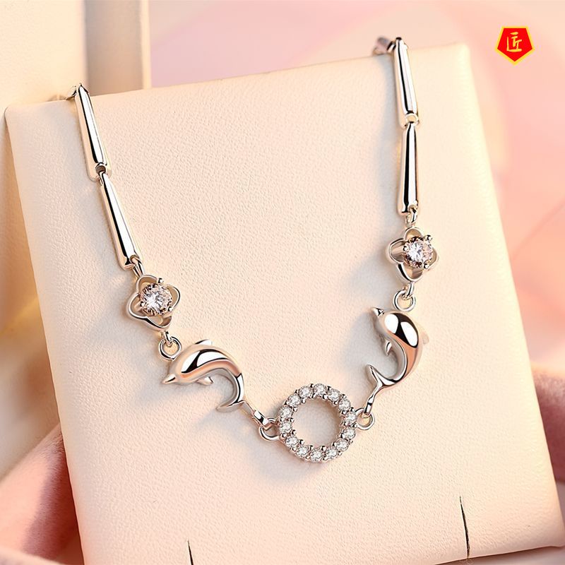 [Ready Stock]Simple Personality 925 Silver Dolphin Bracelet