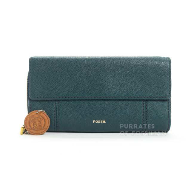 Dompet Wanita ORI FOSSIL Jori Flap Clutch Indian teal / hijau