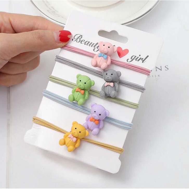 OSM JKT F5185 Karet Rambut Motif Bear / Ikat Rambut Beruang / Ikat Rambut Lucu Korea / Kuncir Rambut Wanita / Cute Hairband-2