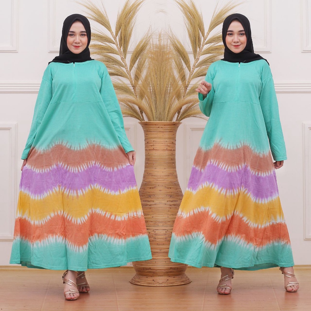 GAMIS KAOS TIEDYE RESLETING DEPAN BUSUI BUMIL KEKINIAN ADEM MURAH