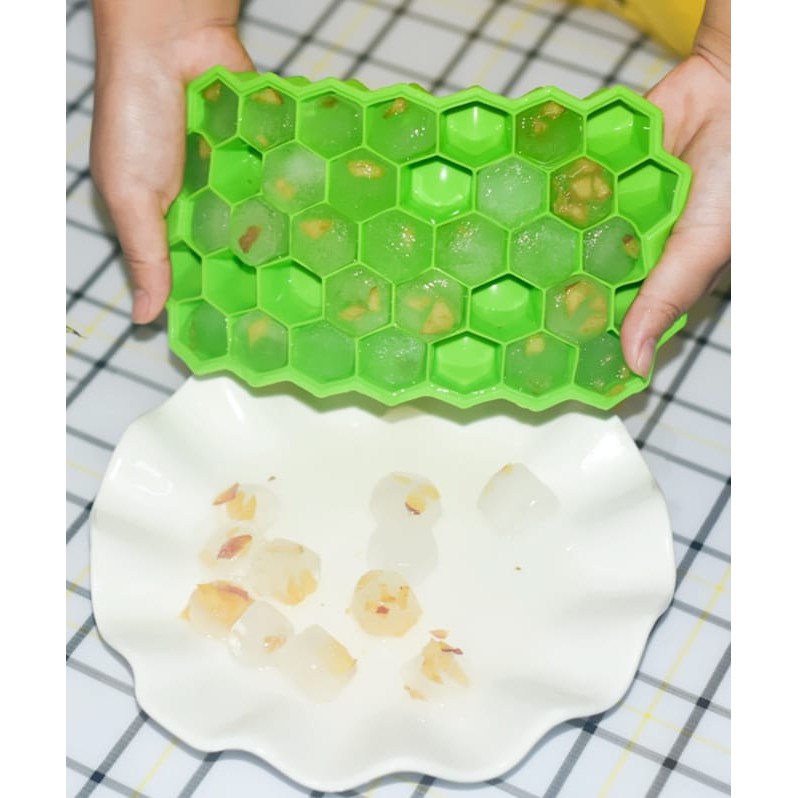 CETAKAN ES BATU PENCETAK SILIKON AGER KARET MURAH HONEYCOMB ICE CUBE LA066RD TRAY SILICONE TUTUP ORI