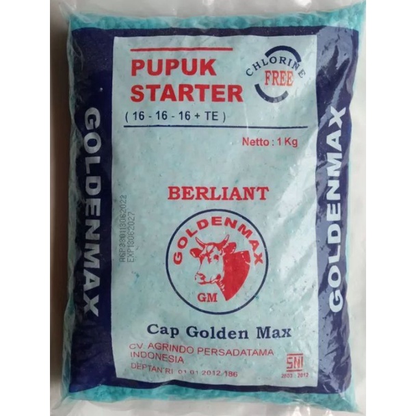 PUPUK NPK MUTIARA STARTER (16 - 16 - 16 + TE) BERLIANT CAP GOLDEN MAX 1 KG SEPERTI NPK TAWON