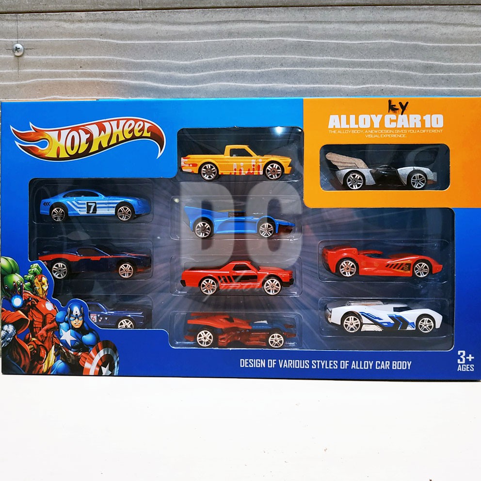 Hot Wheel Avengers 10in1 Mainan Diecast Alloy Car Isi 10 Mobil Superhero Mini