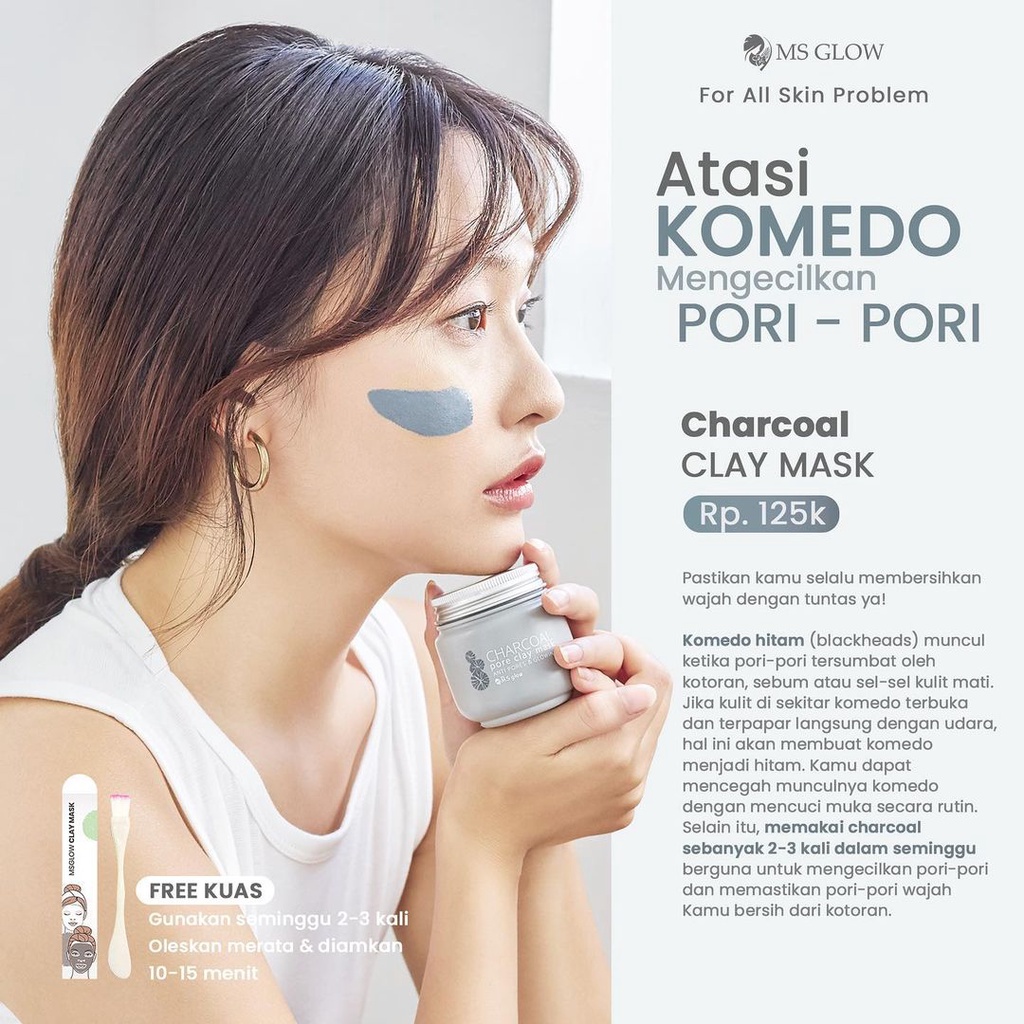 MS Glow - Charcoal Mask - Masker Untuk Mengecilkan Pori & Mengangkat Komedo