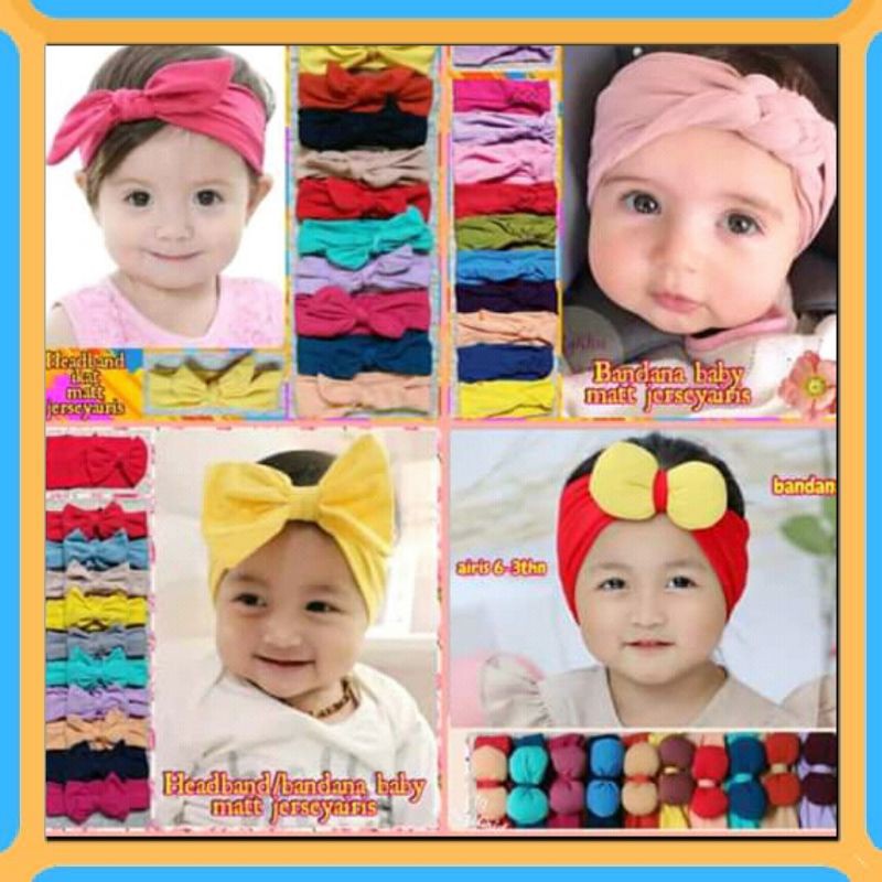 1 Set 4 Pcs Bandana Kepang, Kelinci, Kupu, Bulat Beda Warna | Bando Anak | Bandana Bayi | BISA C.O.D