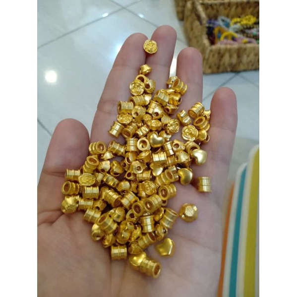 Charm Emas Bambu Mini Kadar 24K Emas Hongkong