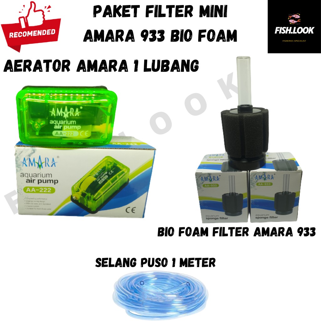 paket filter Amara AA833 / AA833 - Aerator Amara 1 Lubang aquarium biofoam / bio foam amara AA833