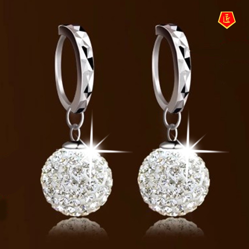 [Ready Stock]Fashion Personality Silver Full-Jeweled Stud Earrings