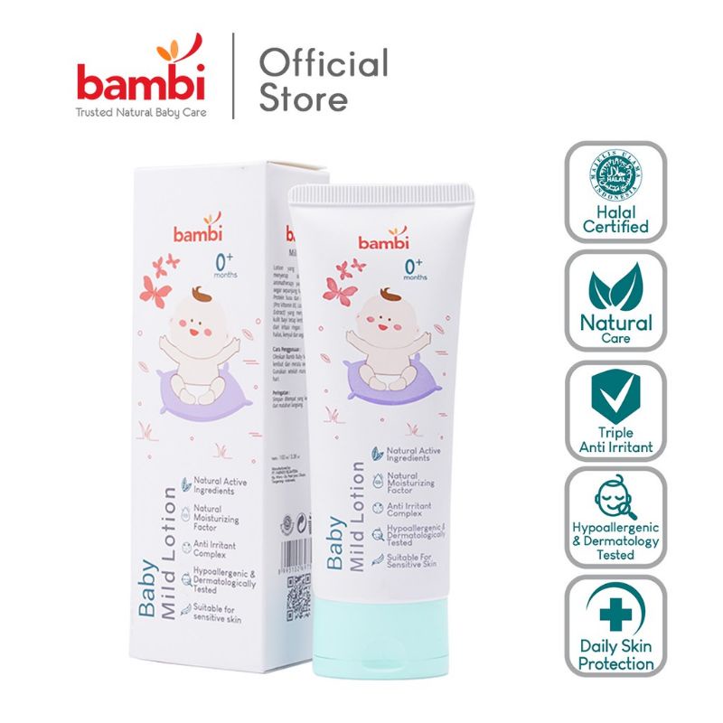 Bambi Baby Mild Lotion With Licorice Chamomile Oil dan Pro Vitamin B5 Rich Milk Protein