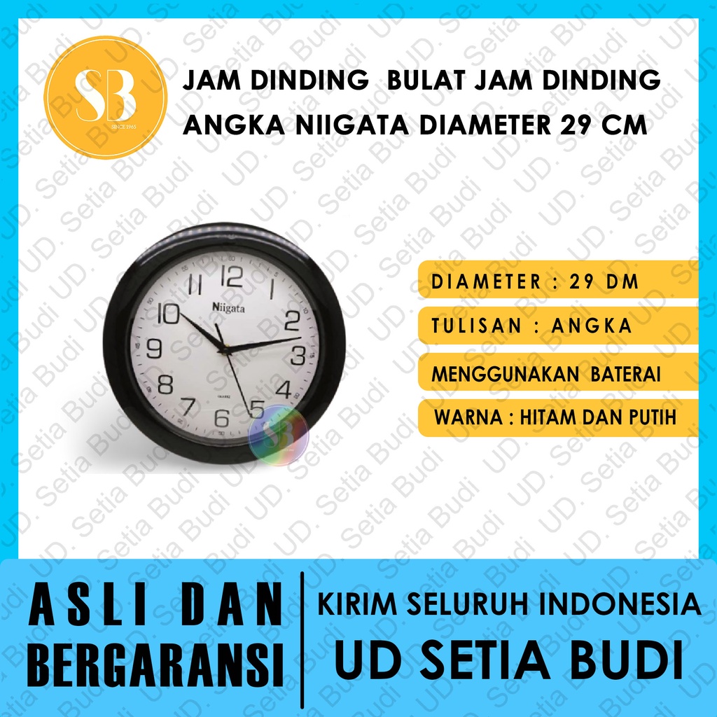 Jam Dinding Niigata Bulat Jam Dinding Angka Niigata Diameter 29 CM