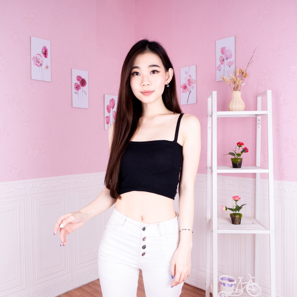 IL - Tanktop Edrea RIB - Crop Top Wanita Tali Spagetti Korean Style