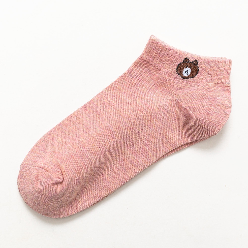 WJ0046 Kaos Kaki Cute Beruang Kaos Kaki Pendek Wanita Pria Semata Kaki-Pink