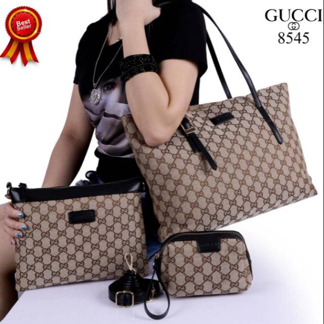 BEST SELLER TAS GUCCI 8545 SEMI ORI/ SHOULDER BAG 3IN1 with CLUCTCH and POUCH