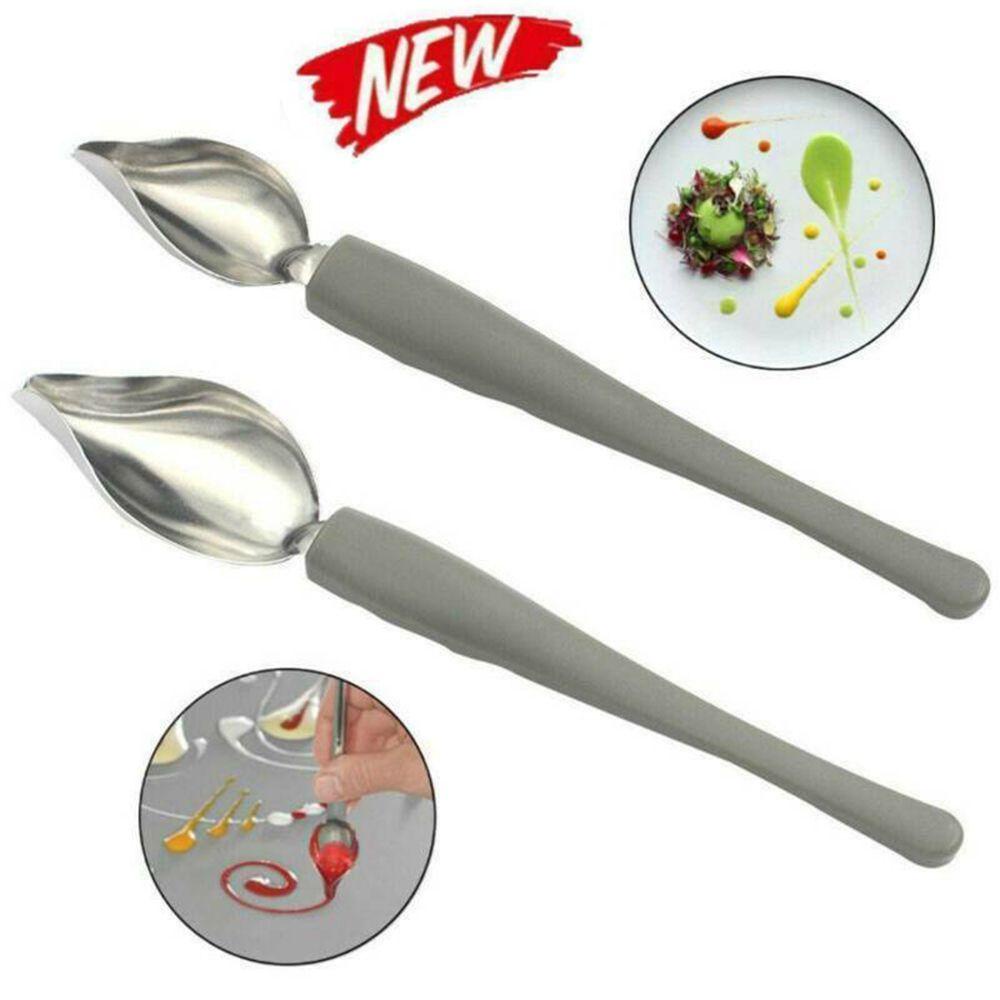 Suyo Chef Dekorasi Sendok Baru Dessert Spoon Dessert Decor Stainless Steel Sauce Painting Art Pencil Draw Design