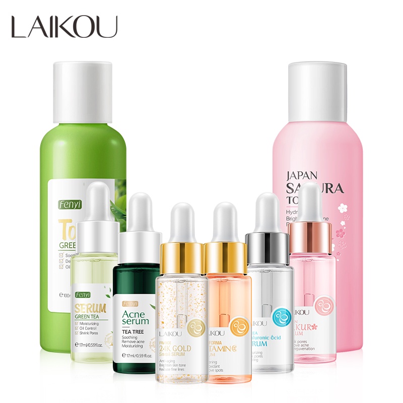 LAIKOU Sakura Facial Serum Vitamin C Green Tea Remove Spot Tea Tree Acne Essence