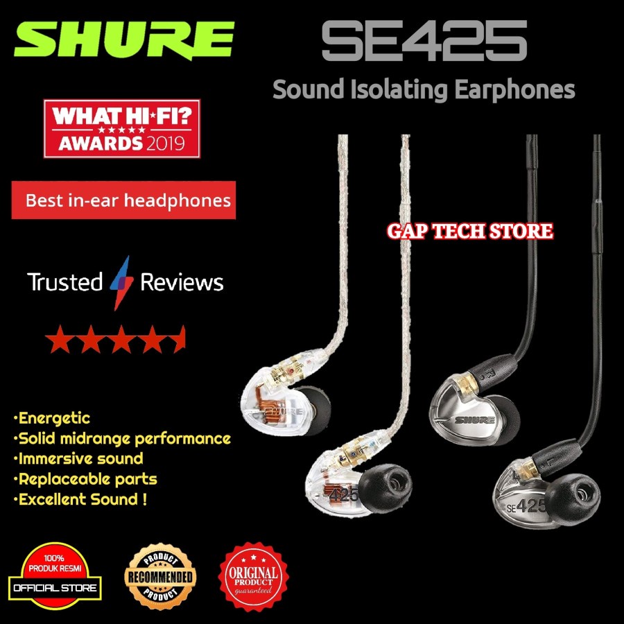 Shure SE425 / SE 425 Sound Isolating Dual HD MicroDrivers Earphones