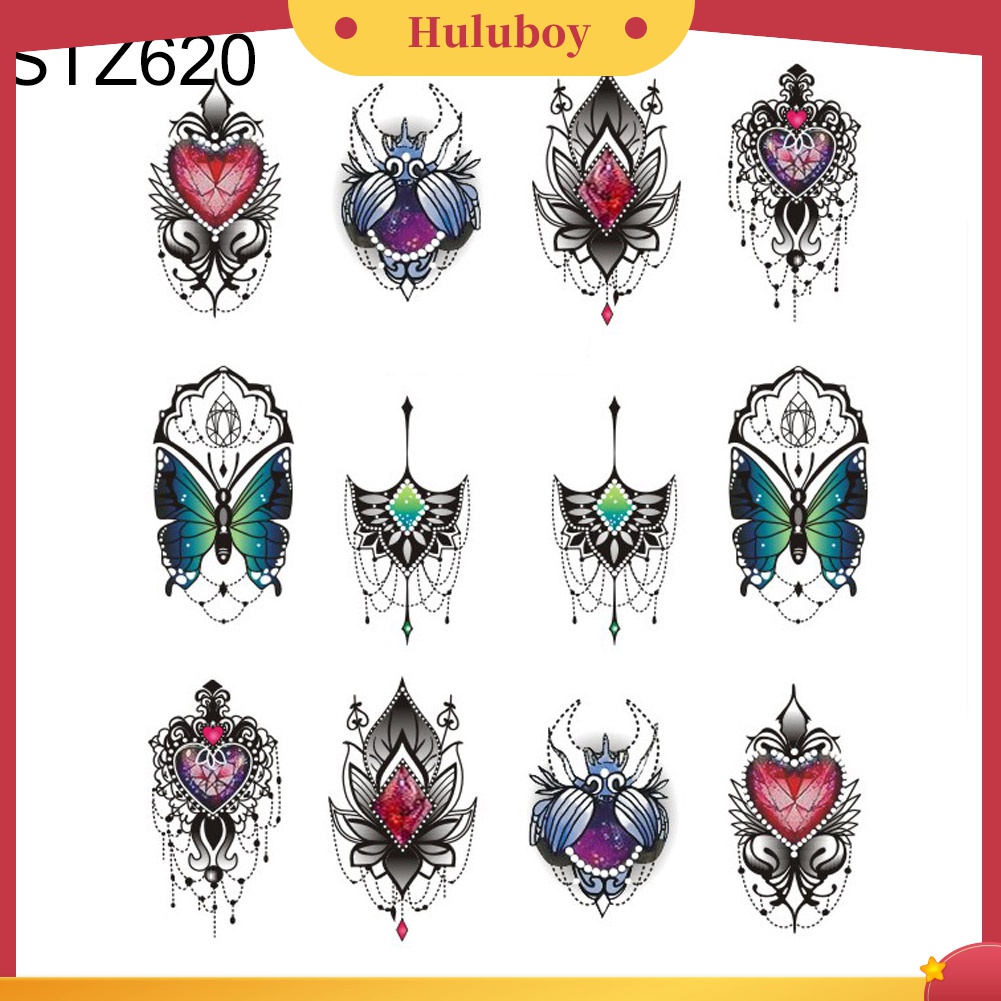Huluboy Huluboy♡ Butterfly Stiker Decal Transfer Air Motif Kupu-Kupu / Kelopak Bunga Untuk Manicure