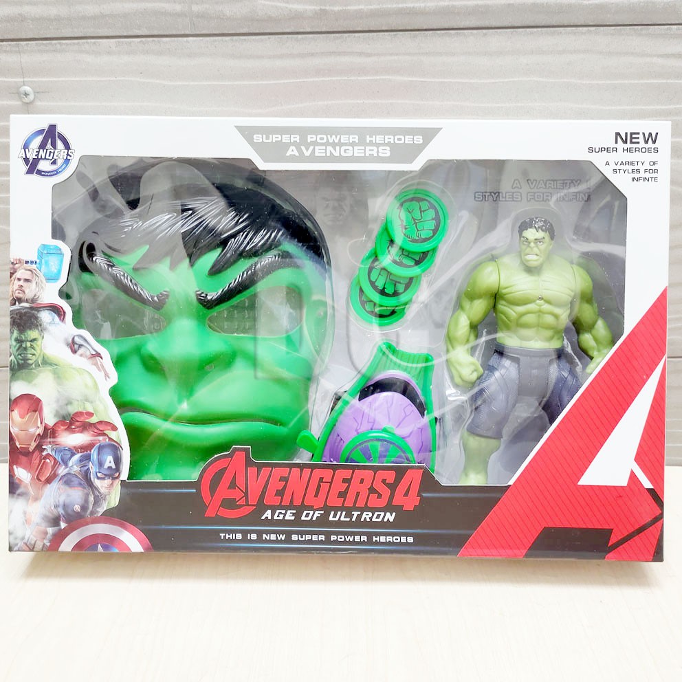 Avengers 4 Age of Ultron Set Captain America Hulk Iron Man Spiderman Topeng Action Figure Superhero