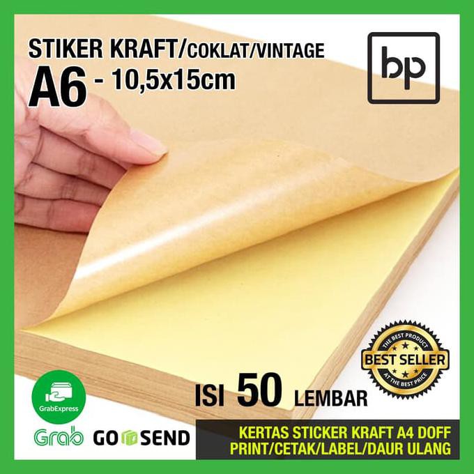 

A6 LABEL/PRINT KERTAS STIKER / STICKER KRAFT / COKLAT - ISI 50 lbr