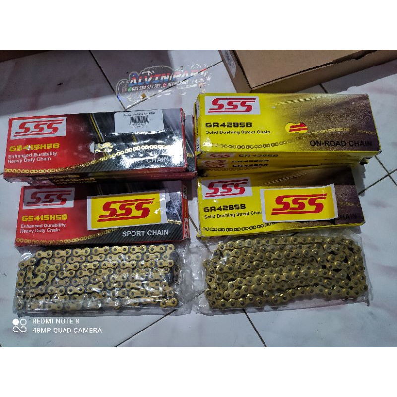RANTAI RANTE SSS TRIPLE S GOLD 415 428 SB HSB 130 L PNP CB GL MEGAPRO TIGER NINJA VIXION SCORPIO dll