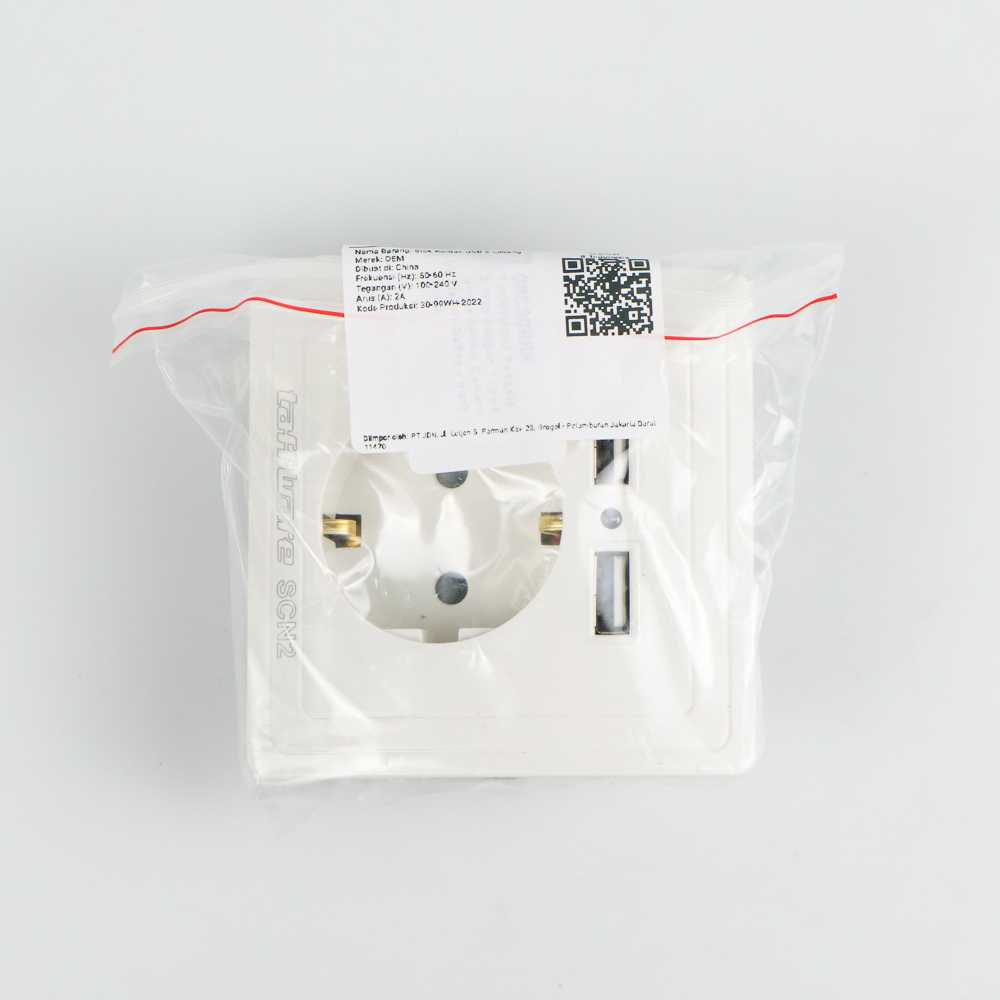 TD - SKT Taffware Stop Kontak Dinding EU Plug dengan 2 USB Port - SCN2