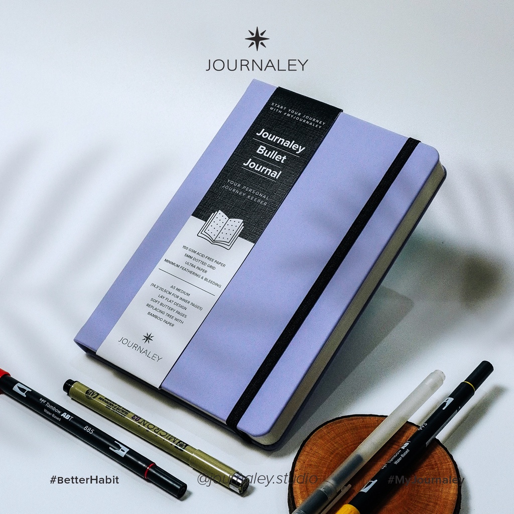 

Journaley Bullet Journal Notebook Planner Journaling Book A5 150 gsm Dotted Agenda Diary Aksesoris | Baby Lilac