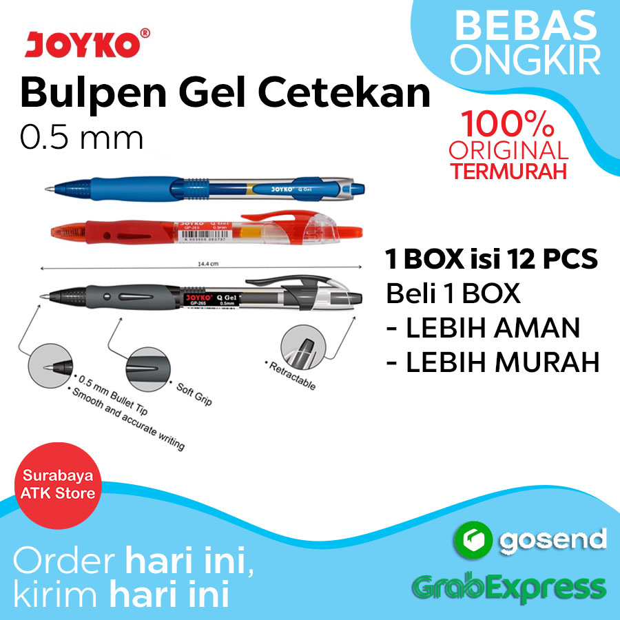 

Gel Pen Pulpen Pena Bolpoin Bulpen Joyko GP-265 Q Gel 0.5 mm