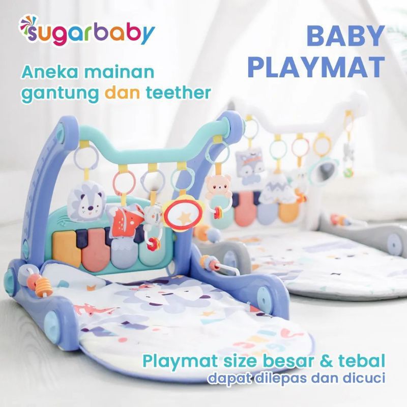 SUGARBABY 2IN1 BABY WALKER PLAYMAT PIANO - Alat Bantu Jalan plus mainan bayi