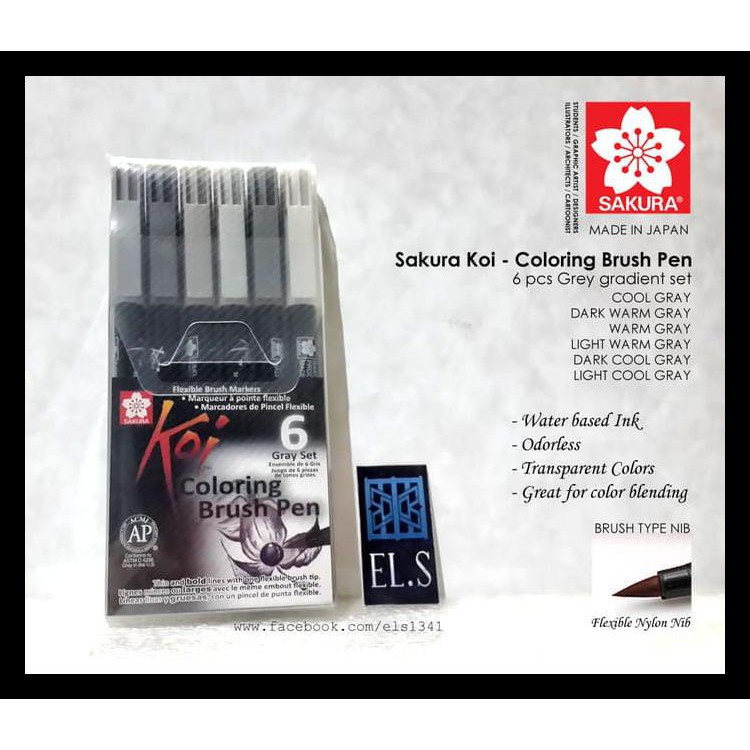 

BAYAR DI TEMPAT (COD) SAKURA KOI COLORING BRUSH PEN - 6 GREY COLOR SET KODE 803