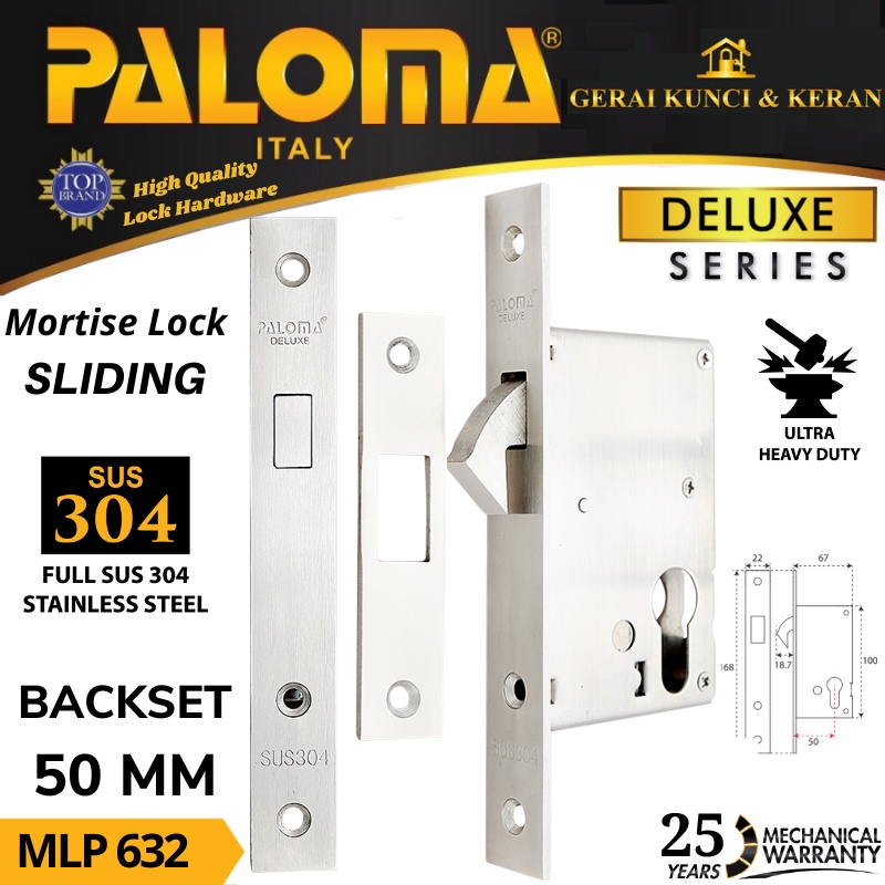BODY KUNCI PALOMA MLP 632 DELUXE SLIDING 50MM GARANSI 25 TAHUN