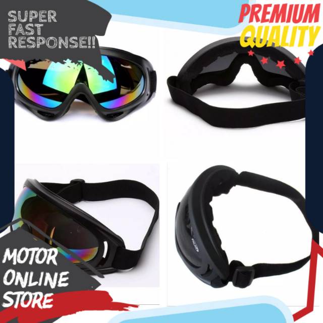 Kacamata helm retro bogo motor bikers touring racing black hitam pria wanita import 
A